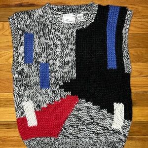 Vintage Black and Gray oversized Crewneck Sweater Vest